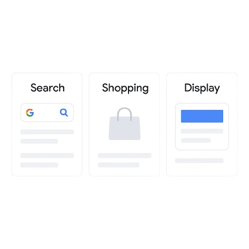Google Ads shopping, display og search